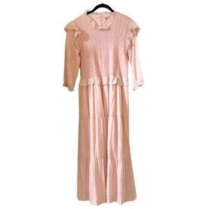 Udel Smocked Eyelet Dress Ruffled Tiered Maxi NWT XL